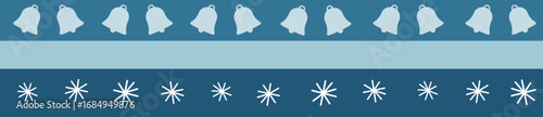 Elegant Blue Christmas Border with Snowflakes and Holiday Bell Design