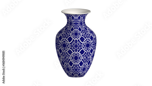 Navy blue China porcelain vase spiral curve square flower