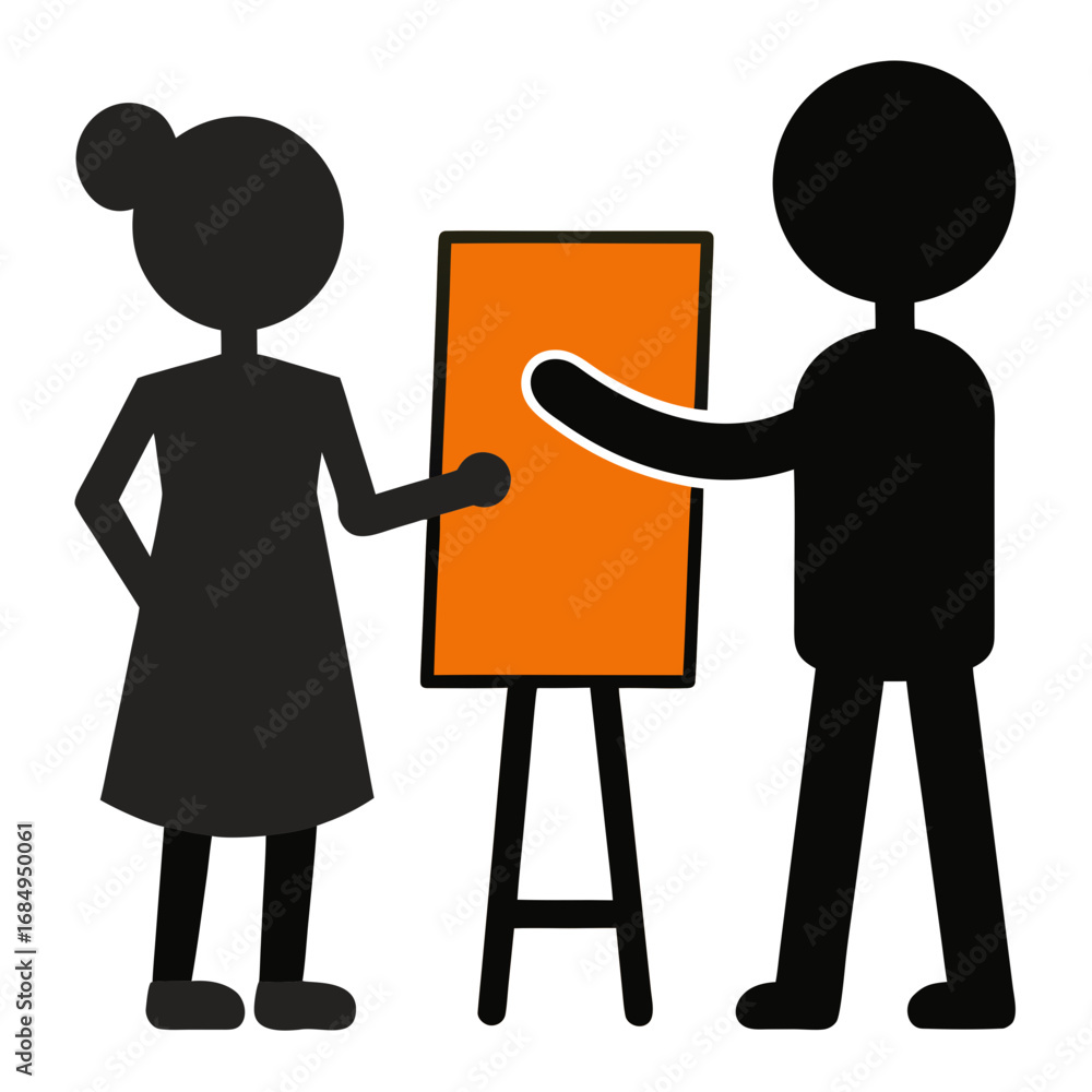 Obraz premium man and woman holding a blackboard