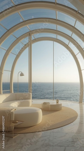 Modern Oceanview Living Room with Panoramic Glass Windows