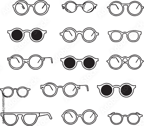 Collection of stylish eyeglasses frames modern fashionable eyewear design with various shapes and styles for men and women