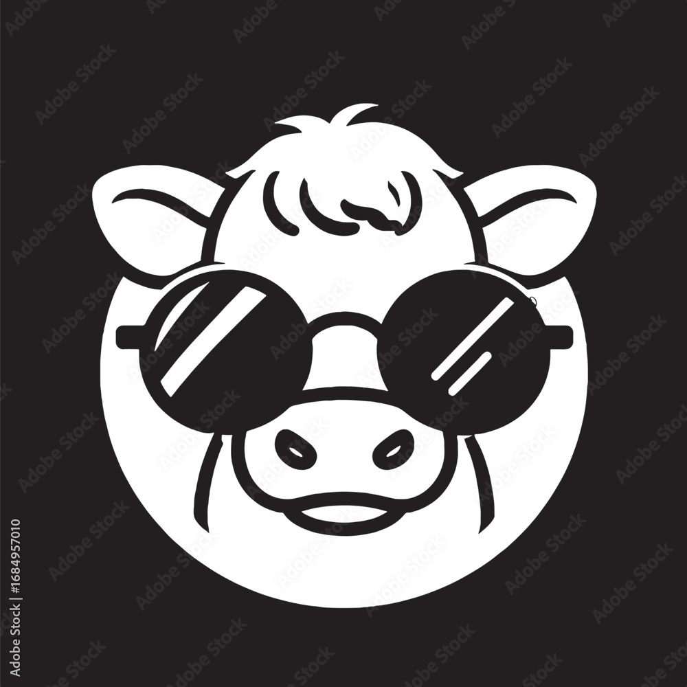 Fototapeta premium Cool Pig Vector Illustration with Sunglasses on Black Background Great for Logos or Designs and Animal Themes