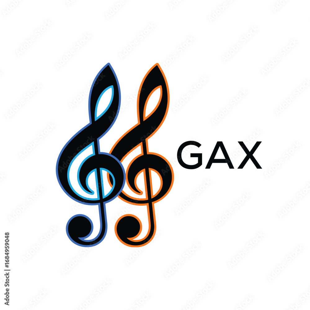 Naklejka premium GAX Music Company logo. GAX Creative Treble Clef Icon and business. GAX best icon Entertainment Branding. 