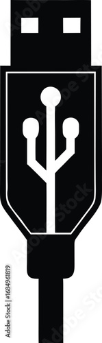 USB-A connector vector silhouette icon