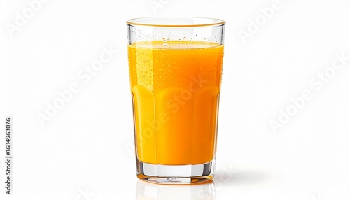 Orange Juice in Glass, Isolated on White Background