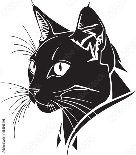 Elegant Black Cat Silhouette Vector Illustration Profile View Minimalist Design for Pet Lovers and Graphic Projects