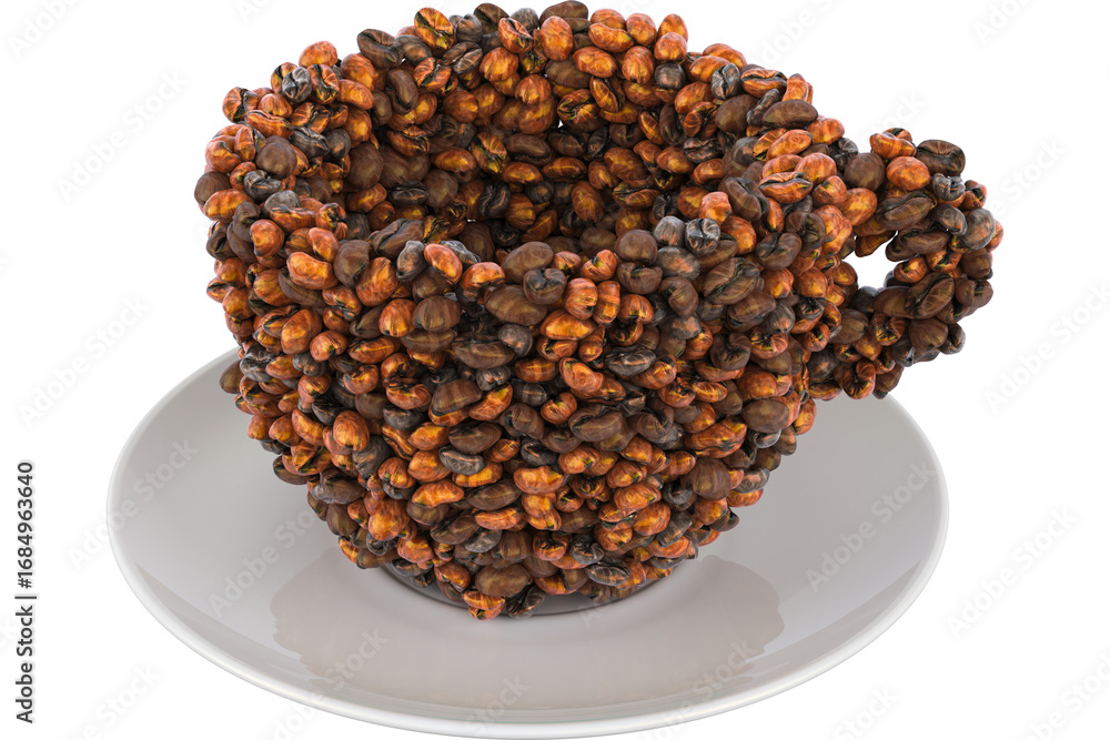 Obraz premium Cup Coffee from roasted coffee beans, transparent background