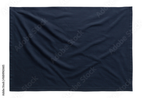 Flat navy blue cotton fabric with subtle wrinkles