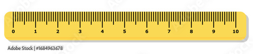 Yellow ruler vector illustration. Measuring instrument icon for education, school, and mathematics design