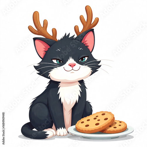 Christmas cat with cookies