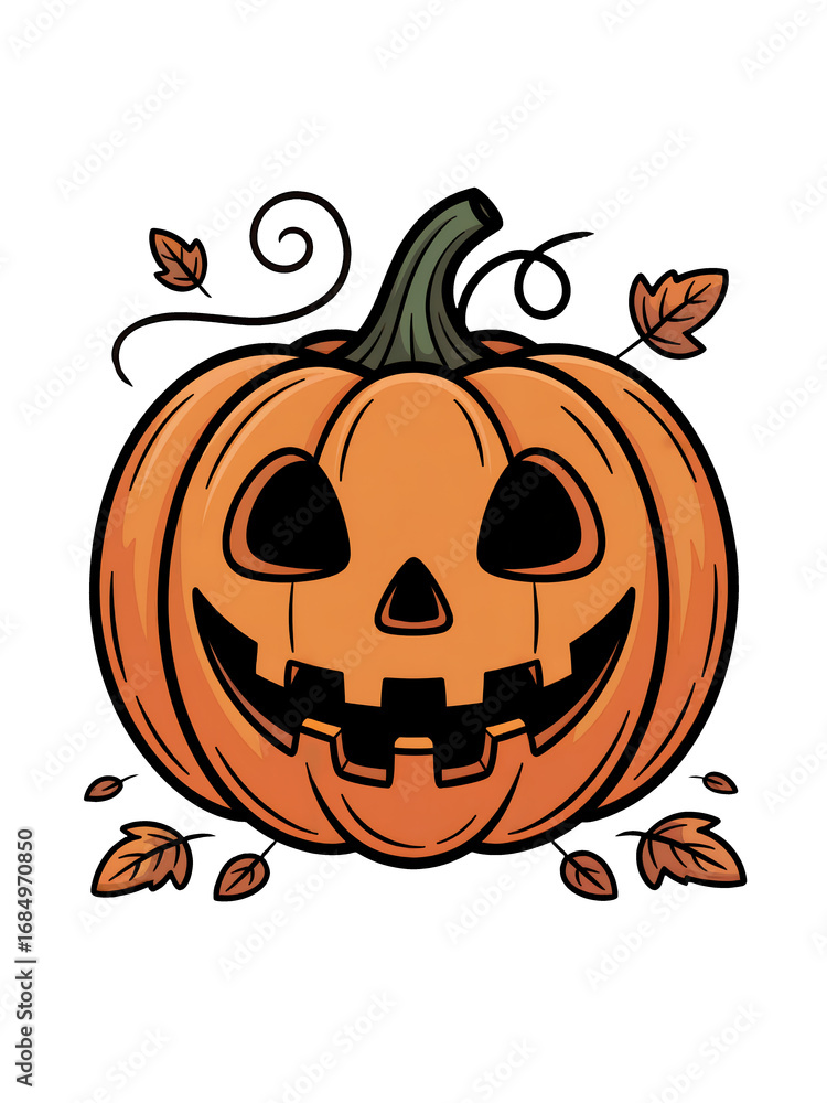Fototapeta premium Halloween pumpkin illustration on transparent background.