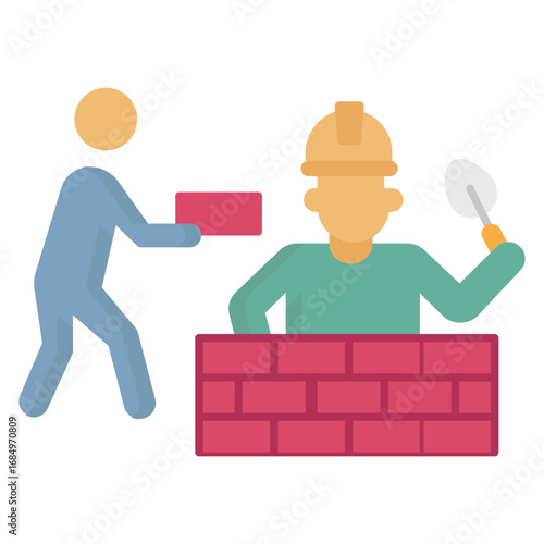 Bricklayer Vector Icon which can easily modify or editBricklayer Vector Icon which can easily modify or edit