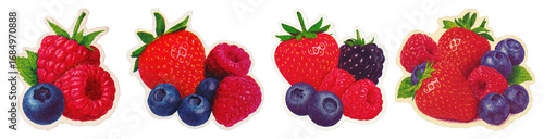 PNG Vibrant mixed berry illustration, element set on transparent background