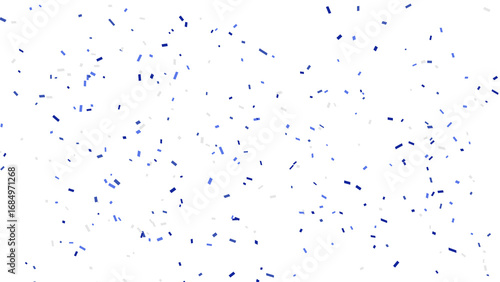 Light blue confetti scattered on a white background, creating a festive and celebratory feel.