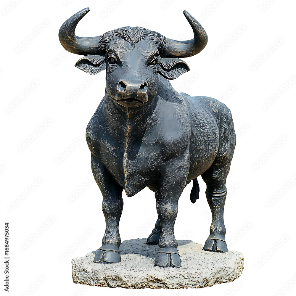 Obraz premium Buffalo statue isolated on transparent background