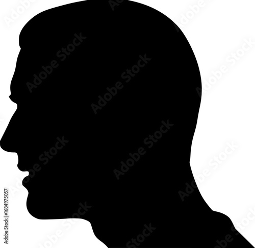 Intense emotional expression of a man s head in profile captured in a stark black silhouette against a white background conveying raw emotion and distress silhouette