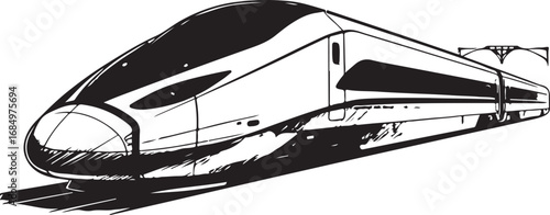 High Speed Train Illustration Black and White Minimalist Design for Modern Transportation Concepts and Eco Friendly Travel Solutions