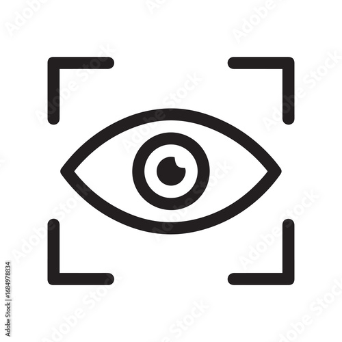 Black and White Eye Icon with Focus Symbol