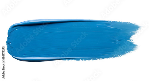 Vibrant Blue Acrylic Paint Brush Stroke, Isolated on a White Background

