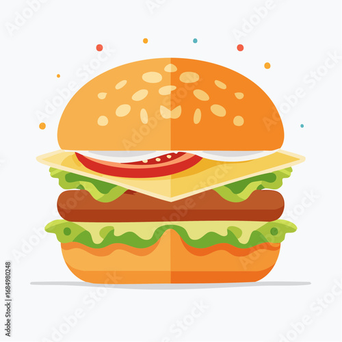 Illustration plate stylisée de fast-food