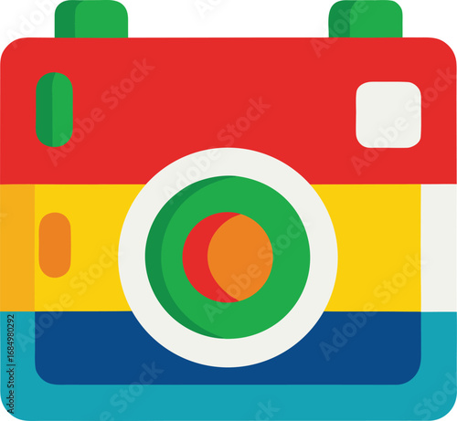 Colorful camera icon with red, yellow, blue, and green colors