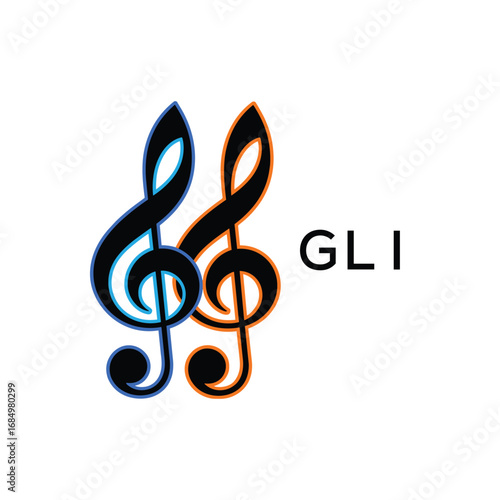 GLI Music Company logo. GLI Creative Treble Clef Icon and business. GLI best icon Entertainment Branding.
