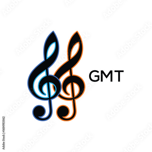 GMT Music Company logo. GMT Creative Treble Clef Icon and business. GMT best icon Entertainment Branding.
