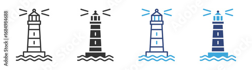 lighthouse beacon icon set, vector illustration  . 