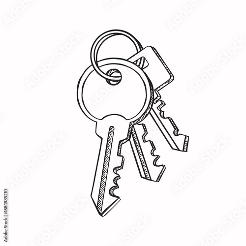 keys set line sketch monochrome vector