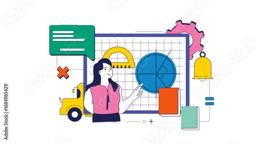school learning Animated Illustration