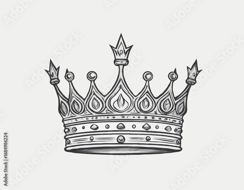 Royal king crown hand drawn sketch Vector illustration