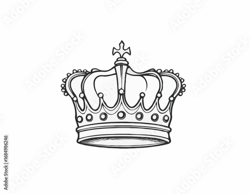 Royal king crown hand drawn sketch Vector illustration