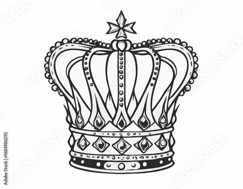 Royal king crown hand drawn sketch Vector illustration