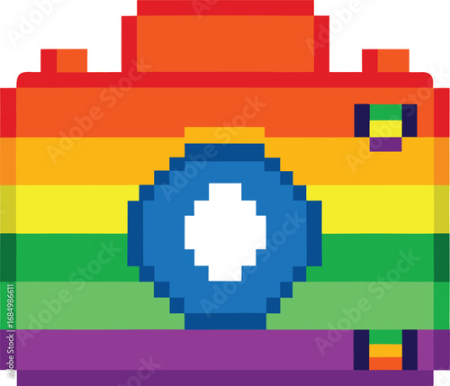 Pixel art rainbow camera icon