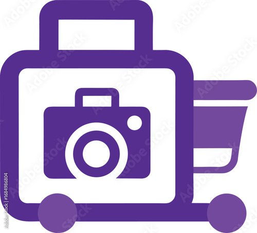 Purple camera in a shopping cart