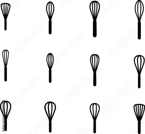 Whisk vectors, kitchen whisk art, various whisk silhouettes, and a Set of whisks, a Collection of whisks.