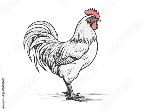 Rooster farm sketch hand drawn in doodle style Farming Vector