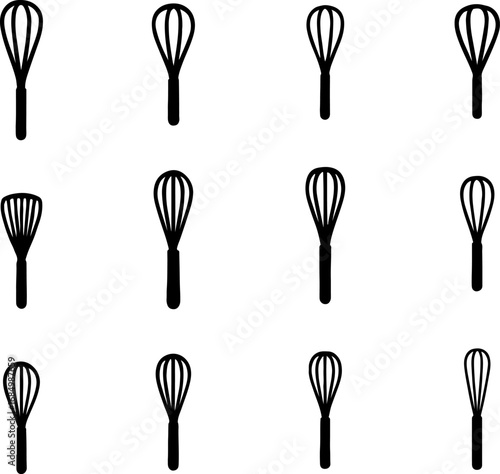 Whisk vectors, kitchen whisk art, various whisk silhouettes, and a Set of whisks, a Collection of whisks.