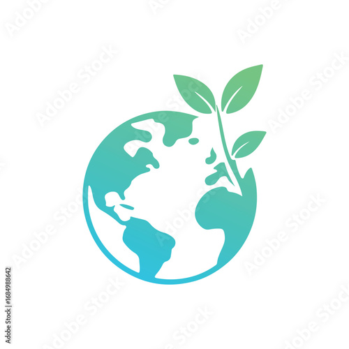 Earth and Plant Icon , Eco-Friendly Growth Symbol