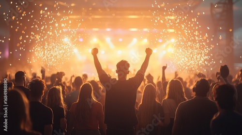 Exciting concert performance igniting passion among crowd music venue event photography nighttime audience perspective celebration