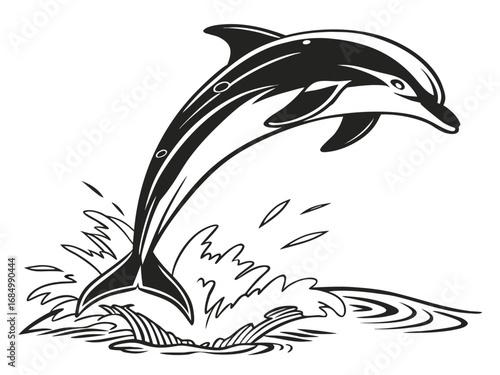 vector illustration of a black and white shark