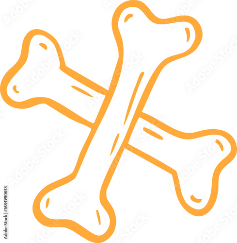 Halloween Crossed Bones Outline Doodle