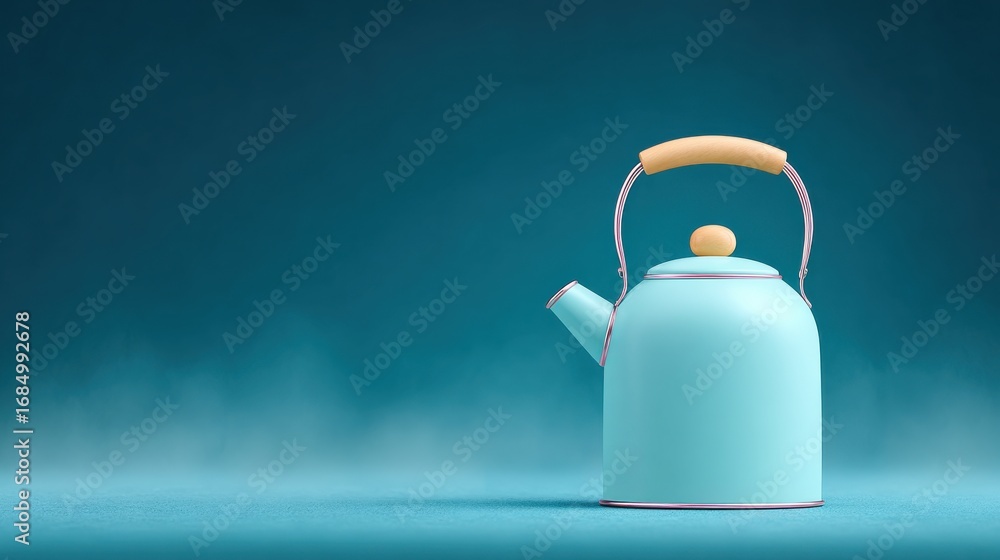 Obraz premium A blue tea kettle sits on a blue table