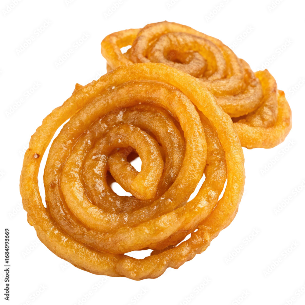 Fototapeta premium Golden jalebi isolated on transparent background 