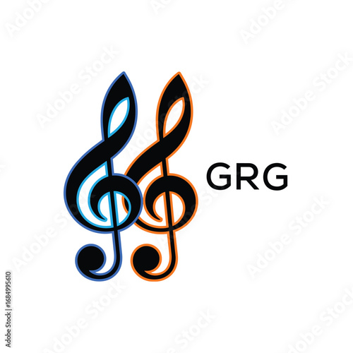 GRG Music Company logo. GRG Creative Treble Clef Icon and business. GRG best icon Entertainment Branding.
