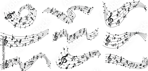 Collection of intricate hand-drawn floral wreaths and laurel decorative elements, perfect for elegant vintage botanical design projects and celebration invitations