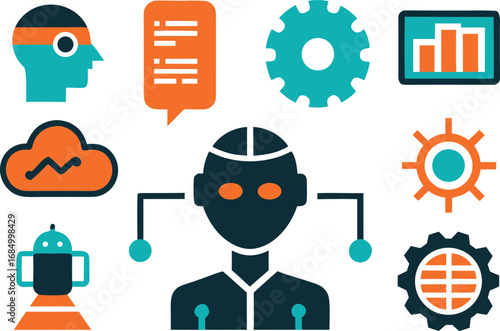 Futuristic ai icons collection vector illustration scalable eps general platform technology