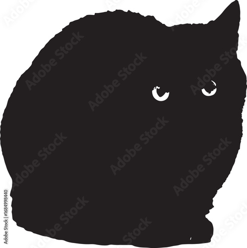 Mysterious Black Cat Silhouette with Piercing Eyes Illustration Perfect for Halloween and Pet Lovers Designs