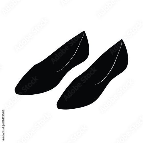 Simple Black Flat Shoes Silhouette: Minimalist Fashion Footwear Design