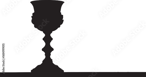 Ornate Chalice Silhouette on White Background Symbolizing Sacredness and Ritual Celebration